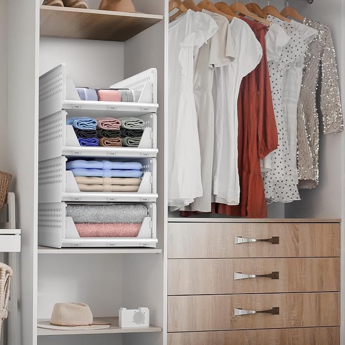 Sorbus 4 Pack Folding Closet Shelf Organizer - Image 3