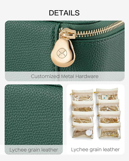 Vlando Jewelry Box with 8 Velvet Jewelry Bags Travel Jewelry Storage Box Petal - Image 3
