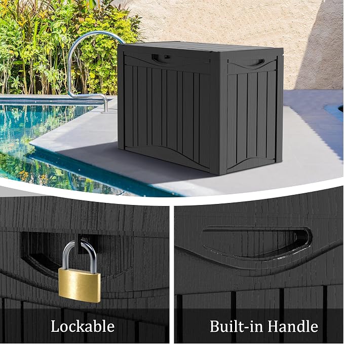 TARKARI 50 Gallon Lockable Resin Deck Box, Waterproof & UV-Resistant Outdoor - Image 4
