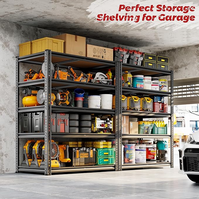 72"H Storage Shelves heavy duty, 2000LBS Garage Shelving, 5 Tier Metal Shelving - Image 5