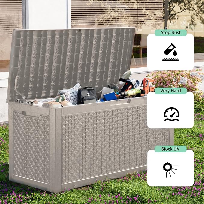 New 100 Gallon Outdoor Storage Box, Resin Deck Boxes Waterproof, Indoor Outdoor - Image 5