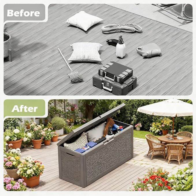 60 Gallon Outdoor Storage Deck Box Waterproof, Large Resin Storage Container - Image 5