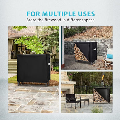 VIVOHOME 4ft Heavy Duty Indoor Outdoor Firewood Storage Log Rack and Cover - Image 6