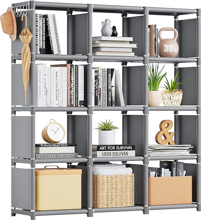 Mavivegue Book Shelf, 12 Cube Storage Organizer, DIY Bookcase, Metal Cube by Mavivegue