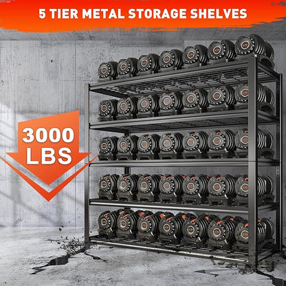 REIBII 48.2''W Garage Shelving Heavy Duty Metal Shelving 3000LBS Storage - Image 3
