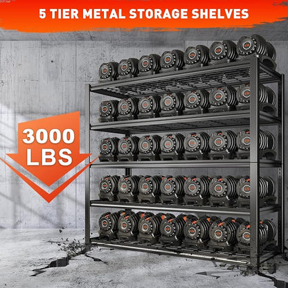REIBII 48.2''W Garage Shelving Heavy Duty Metal Shelving 3000LBS Storage - Image 4