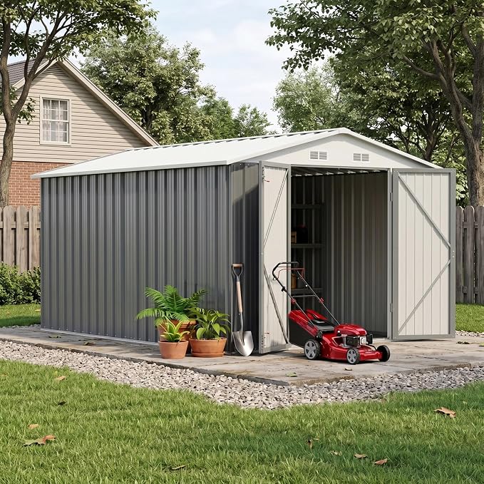 Devoko 8x12 FT Outdoor Storage Shed, Metal Tool Shed by DEVOKO