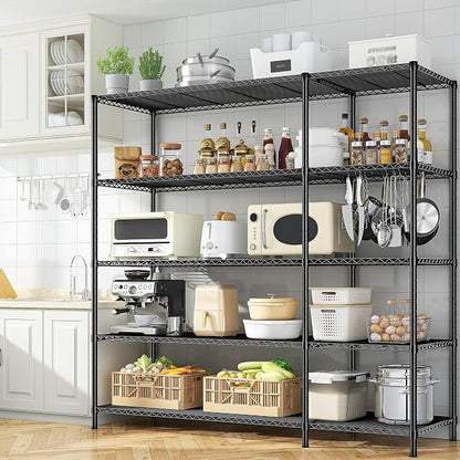 70.8H Wire Shelving Rack, 5Tier Metal Shelving Unit, 1400LBS Heavy Duty Storage - Image 7