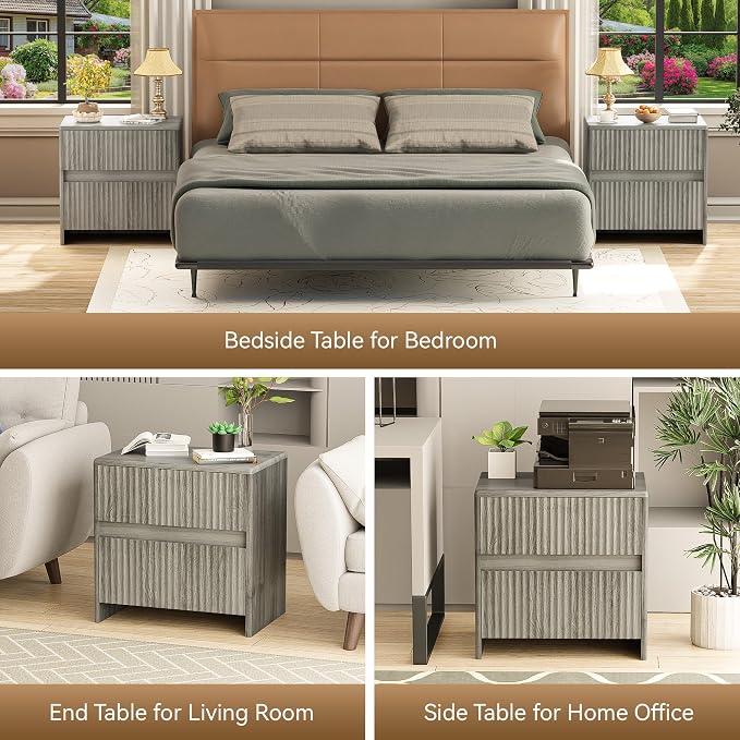 Fluted Nightstand, Modern Night Stand - Image 7