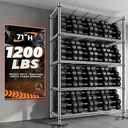 REIBII 5 Tier Metal Shelving Storage Shelves, Wire Shelves Pantry Shelves - Image 7