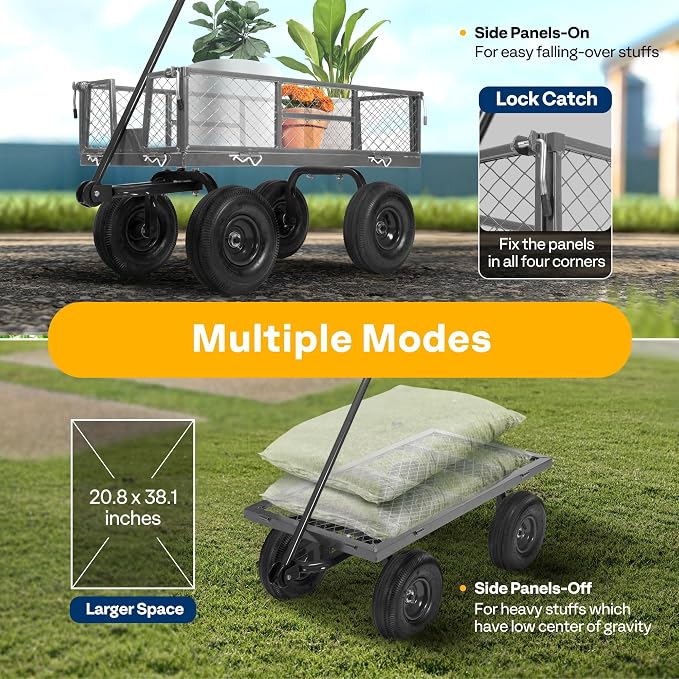 VIVOHOME Heavy Duty 880 Lbs Capacity Mesh Steel Garden Cart Folding Utility - Image 4