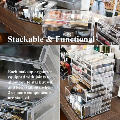 Sea Team 3-Layer Stackable Clear Makeup Organizer - Image 6