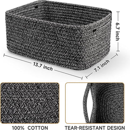3-Pack Storage Baskets for Organizing | Woven Shelf Toy Basket | Rope Baskets - Image 3