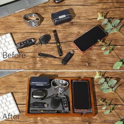 Shinpuru Wooden Valet Tray for Men, Nightstand Organizer - Image 5