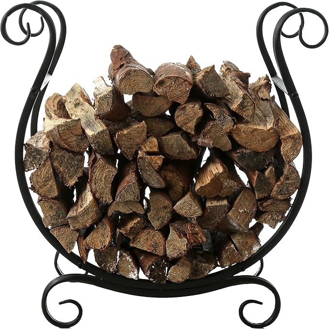 MyGift Black Metal Firewood Rack - Image 7