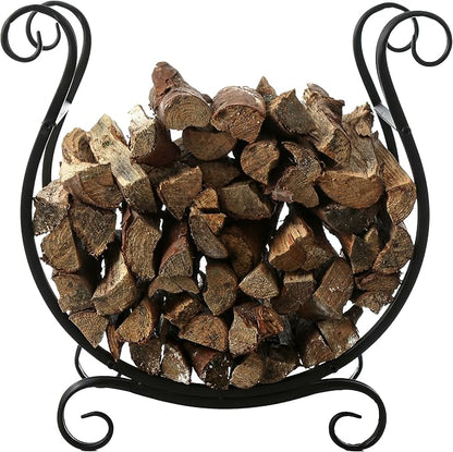 MyGift Black Metal Firewood Rack - Image 7