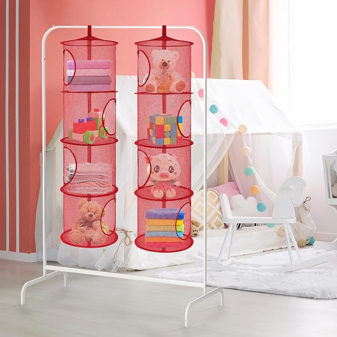 2Pcs Hanging Stuffed Animal Storage Hammock 4 Tiers, Holds Plushies, Foldable - Image 5