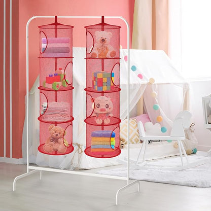 2Pcs Hanging Stuffed Animal Storage Hammock 4 Tiers, Holds Plushies, Foldable - Image 5