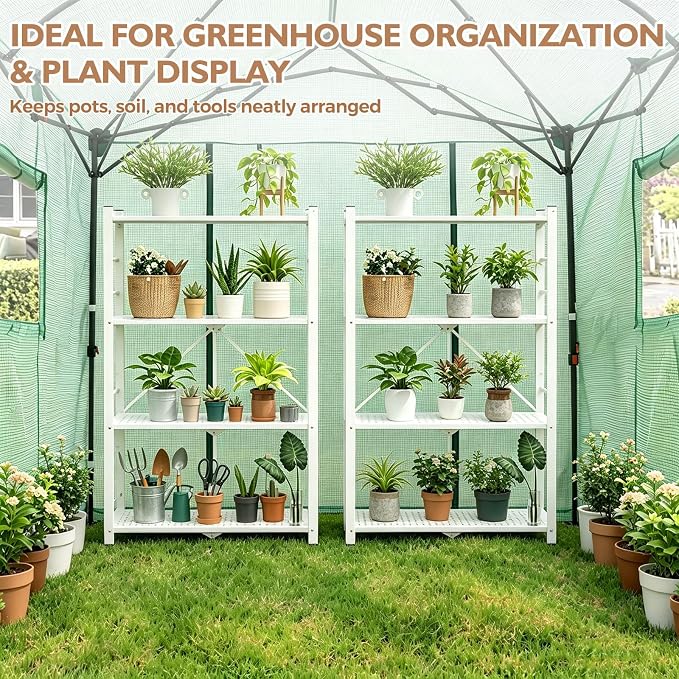 EAGLE PEAK 4-Tier Foldable Greenhouse Shelf, Heavy Duty Metal Storage Rack - Image 2