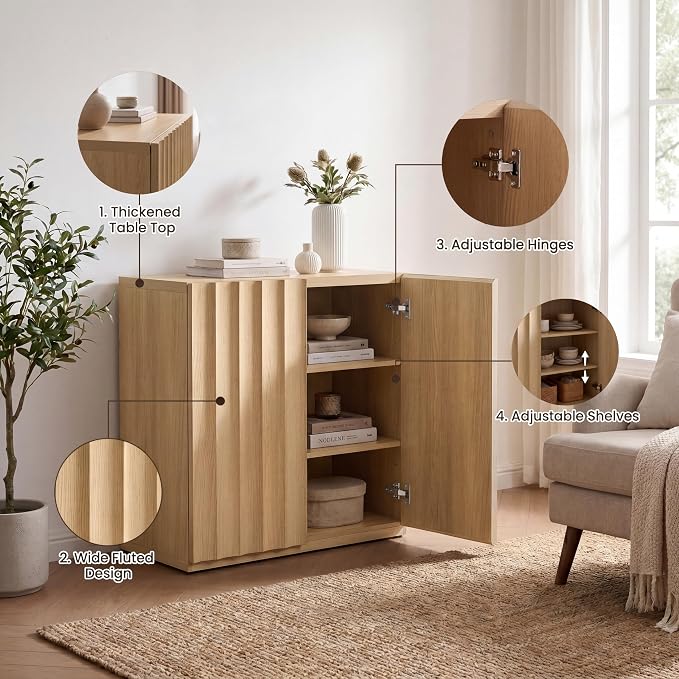 VividVibe Wide Fluted Sideboard Buffet Cabinet - Image 4