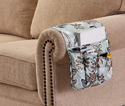Brilliant Sunshine Vintage Beautiful Green Flowers Couch Armrest 5 Pockets - Image 6