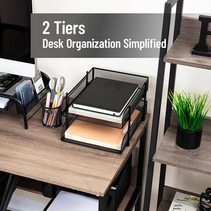 Mind Reader Stackable Paper Tray, Desktop Organizer, File Storage, Metal Mesh - Image 2