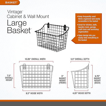 Spectrum Large Wall Mounted Wire Basket Industrial Gray Kitchen Wall Mount - Image 2