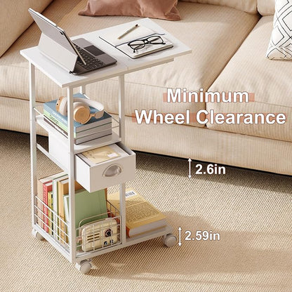 Rolling Side Table with Storage, Accent C Table - Image 6