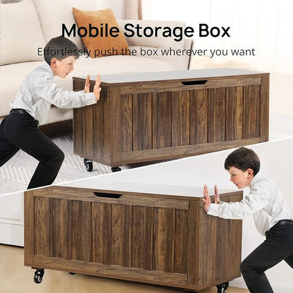 HYZ Storage Chest, 39.4'' Wooden Storage Bench - Image 3