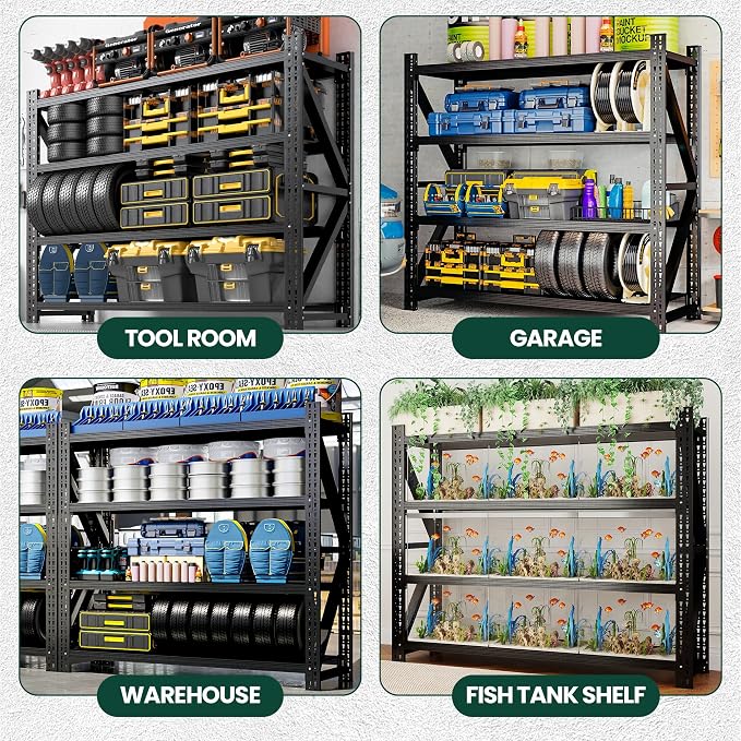 Heavy Duty Garage Storage Shelves 9000LBS Capacity, 4-Tier Adjustable - Image 9