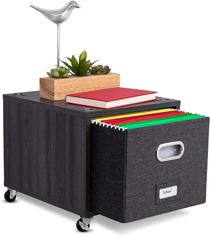 BIRDROCK HOME Rolling File Cabinet – Decorative Storage Shelf w/Removable Bins - Image 9