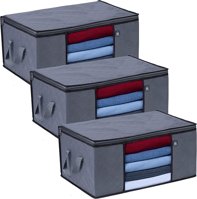 VENO 3 Pack Large Clothes Storage Bag Organizer by Veno