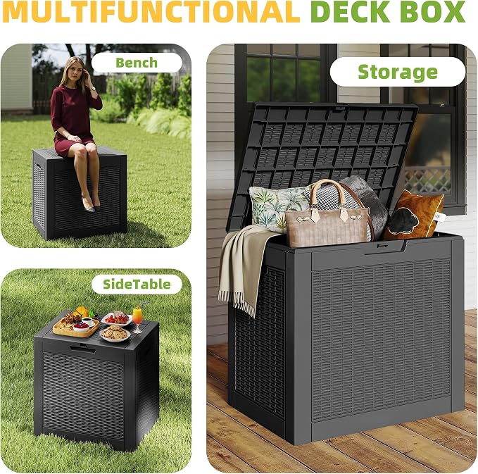 30 Gallon Waterproof Resin Deck Box, UV Resistant Outdoor Storage - Image 6