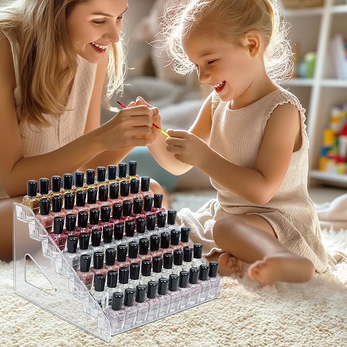 7-Tier Clear Acrylic Nail Polish Storage, Holds 56-112 Bottles, Sunglasses - Image 6
