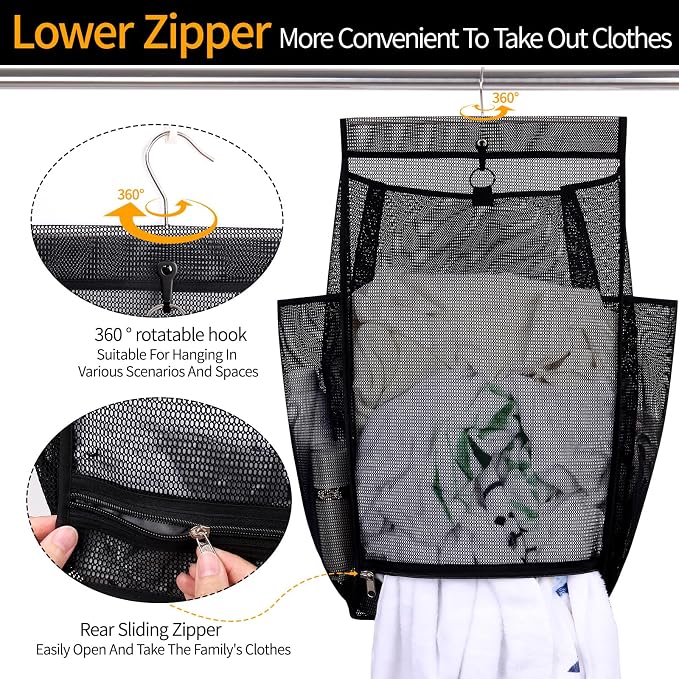 Hanging Collapsible Breathable Mesh Laundry Hamper, Fast Drying Portable Space - Image 4