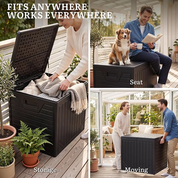 YITAHOME 150 Gallon Large Outdoor Deck Box, Lockable Resin Double-Wall Storage - Image 8