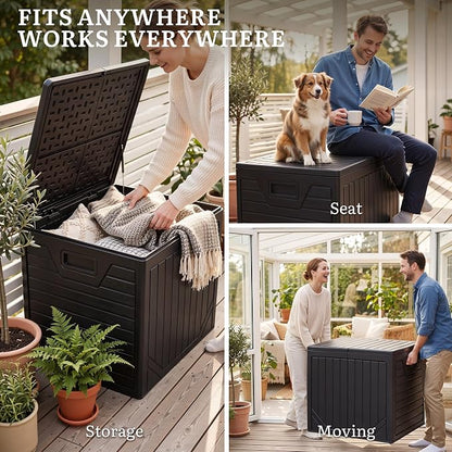 YITAHOME 150 Gallon Large Outdoor Deck Box, Lockable Resin Double-Wall Storage - Image 8