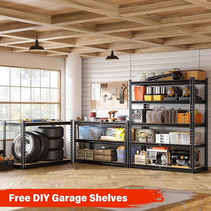 REIBII 72" Garage Shelving, Heavy Duty Storage Shelves 2000LBS, 5 Tier Metal - Image 6