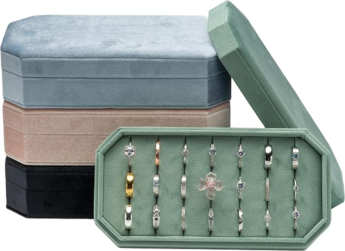 Velvet Ring Organizer Display Tray Jewelry Box Earring Holder Case - Image 7