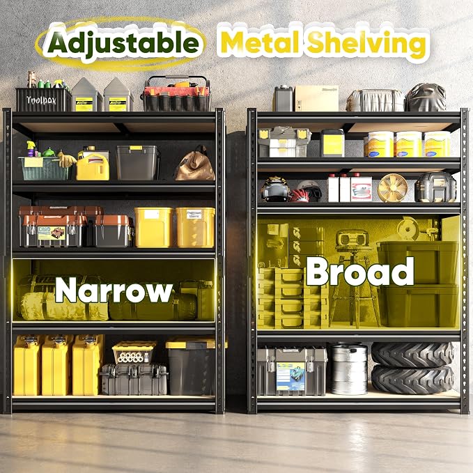 72" H Garage Shelving, 5 Tier Storage Shelves Load 2500 lbs, Adjustable Garage - Image 5