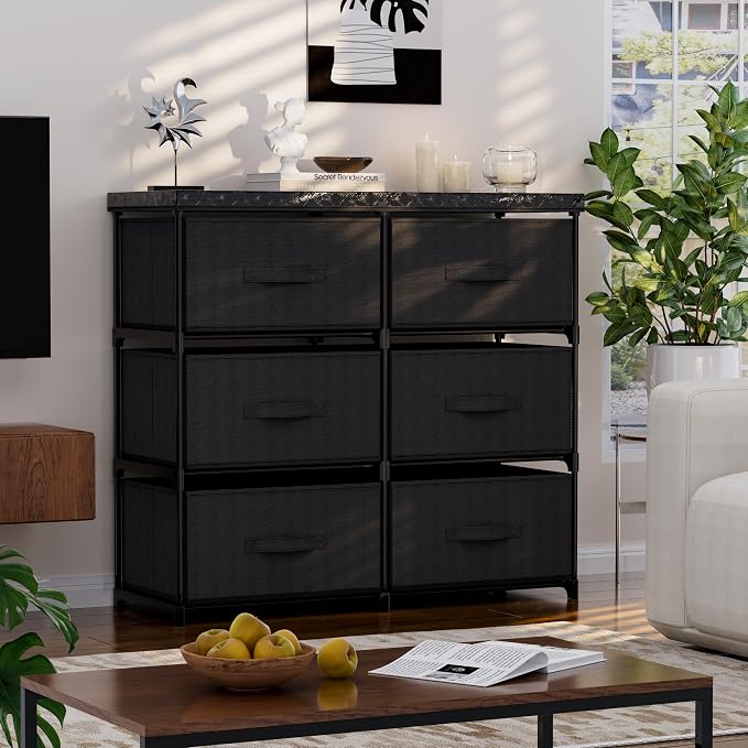 GcdPai Dresser with 6 Fabric Larger Drawer Stand Desktop Sturdy Metal Plastic - Image 3