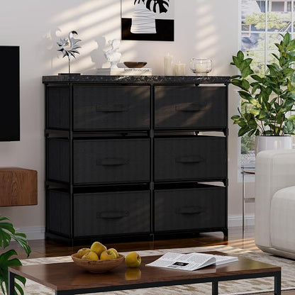 GcdPai Dresser with 6 Fabric Larger Drawer Stand Desktop Sturdy Metal Plastic - Image 3