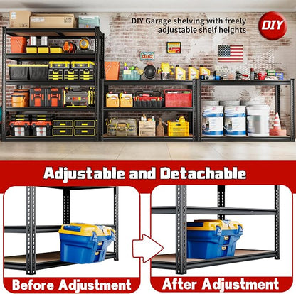 40" W Garage Shelving 2250LBS Storage Shelves Adjustable Metal Shelving 5 Tier - Image 8