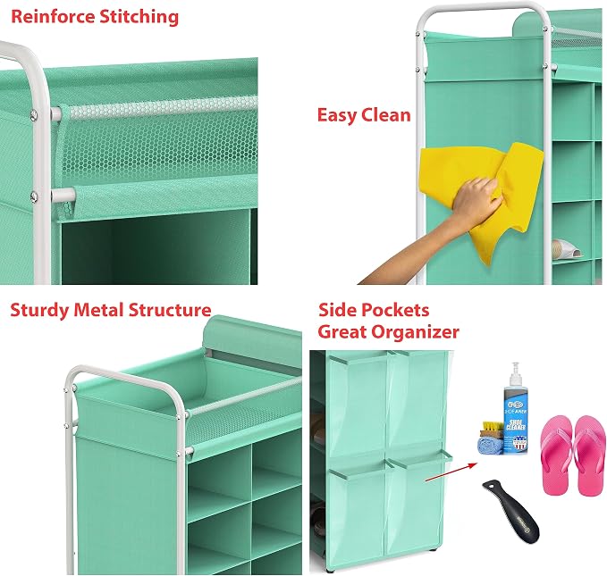 Simple Houseware 16 Cube Shoe Stand Tower Rack 8 Tier, Turquoise | Top Shelf - Image 4