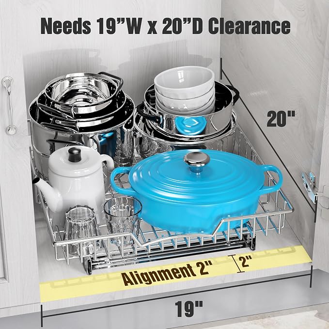 Simple Houseware Under Cabinet Pull Out Sliding Shelf Drawer, 18Dx17W | - Image 3