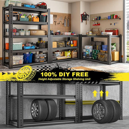 REIBII Garage Shelving Load 2000 LBS, Adjustable 5-Tier Storage Shelves - Image 6