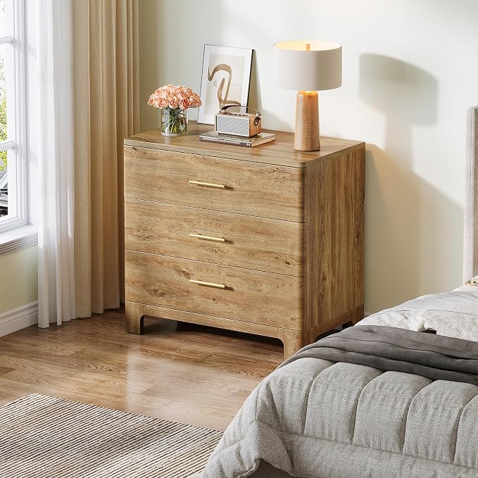 Tribesigns Extra Large Three Drawers Nightstands Set of 2, 31.5" Wooden Rustic - Image 7