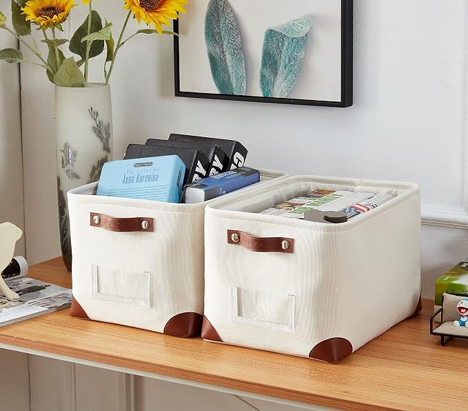 DECOMOMO White Storage Bins Fabric Storage Baskets - Image 3
