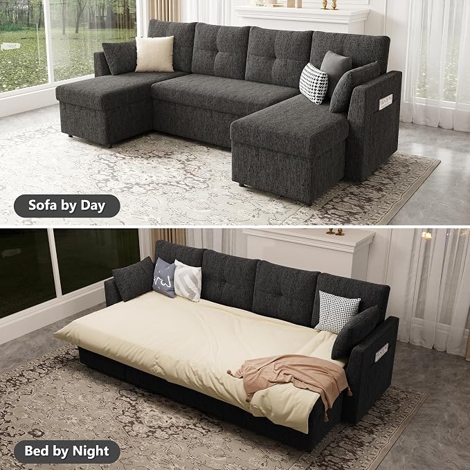 Huatean Home Oversized Sleeper Sofa Couch, 110 inch 2 in 1 Pullout Couch Bed - Image 5