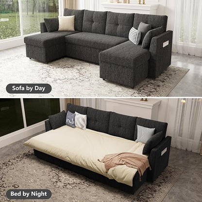 Huatean Home Oversized Sleeper Sofa Couch, 110 inch 2 in 1 Pullout Couch Bed - Image 5